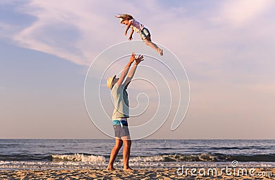 Man with kid outdoors Stock Photo