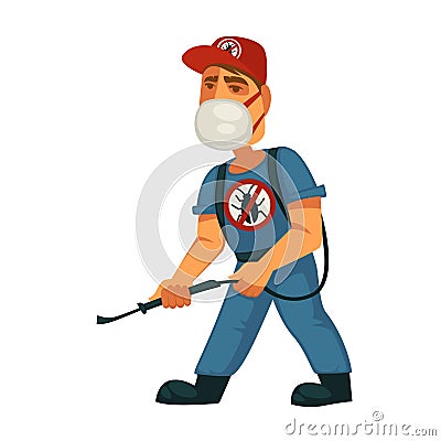 Man killing insects Vector Illustration