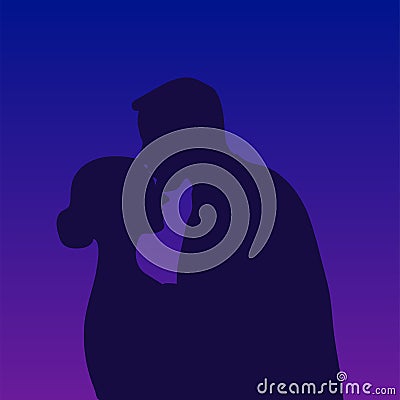 A man kisses a woman on the forehead. Blessing, reconciliation in a couple. Flat vector illustration. Vector Illustration
