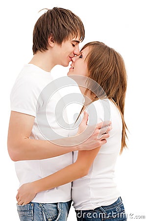 Man kissing woman Stock Photo