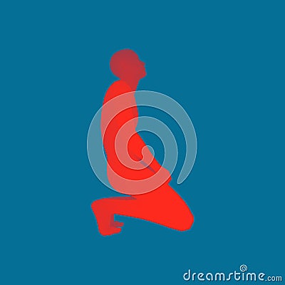 Man kneeling and praying to God. 3D Human Body Model. Design Element. Vector Illustration