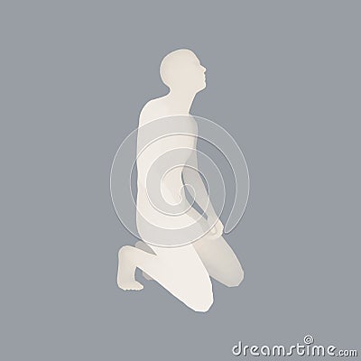 Man kneeling and praying to God. 3D Human Body Model. Design Element. Vector Illustration Vector Illustration
