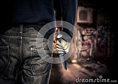 Man with knife Stock Photo