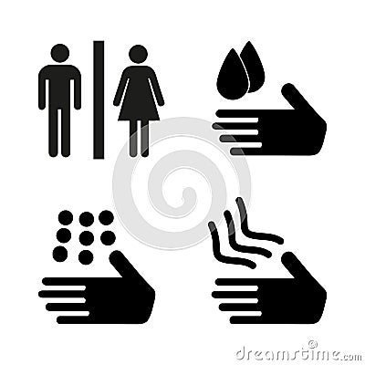 A man and a lady toilet sign. Safe hand washing Vector Illustration