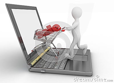 Man and laptop online shopping Stock Photo