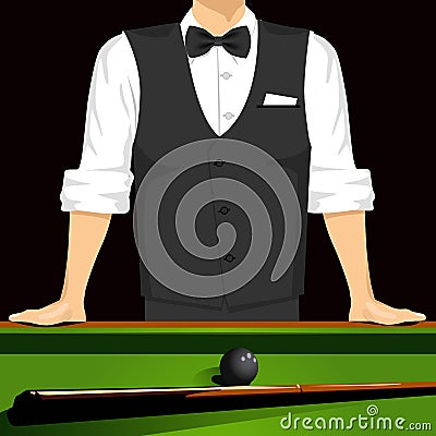 Man leaning on a pool table Vector Illustration