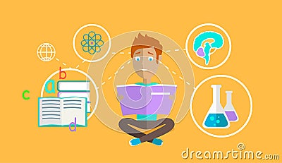 Man Learning Ability Concept Design Vector Illustration