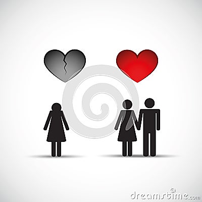 Man leaves wife and starts new relationship pictogram Vector Illustration