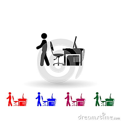 Man leaving multi color icon. Simple glyph, flat vector of gamer icons for ui and ux, website or mobile application Stock Photo