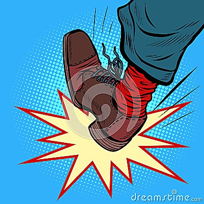 Man leg kick anger aggression Vector Illustration