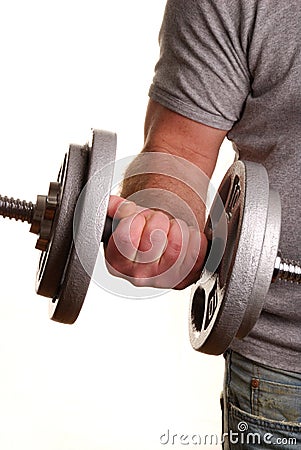 Man lifting dumbell Stock Photo