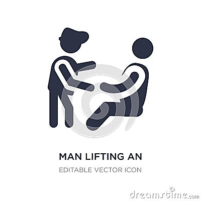 man lifting an old man icon on white background. Simple element illustration from People concept Vector Illustration