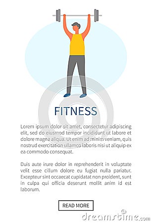 Man Lifting Weight, Fitness Workout and Sport Vector Illustration