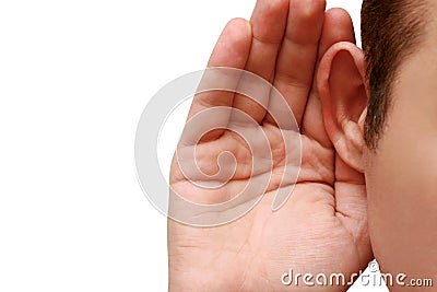 Man listens to gossip Stock Photo