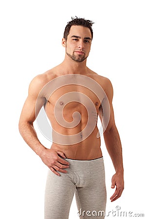 Man in Long Underwear Stock Photo