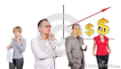 Man looking dollar chart Stock Photo