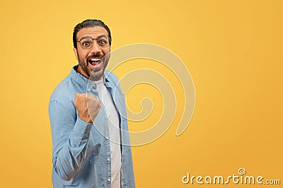 Man looking surprised and pointing to himself Stock Photo