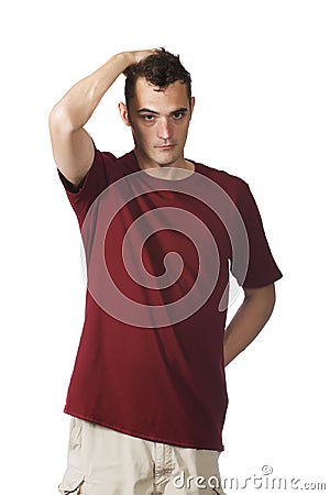 Man looking uncertain Stock Photo