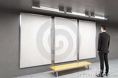 Man looking at whiteboard Stock Photo