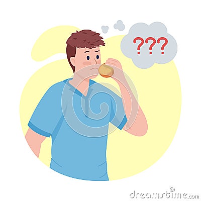 Man lost sense of smell semi flat color vector character Vector Illustration