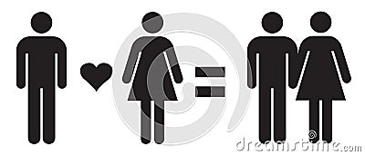 Man Love Women = Straight Couple Love in Vector Illustration. Straight Relationships. Vector Illustration