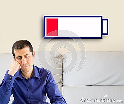 Man with the low battery Stock Photo