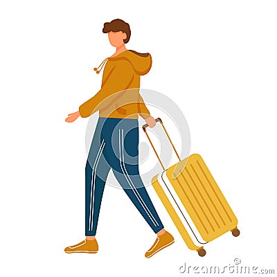 Man with luggage flat vector illustration Vector Illustration