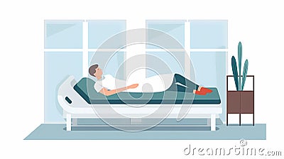 Man Lying On A Hospital Bed Stock Photo