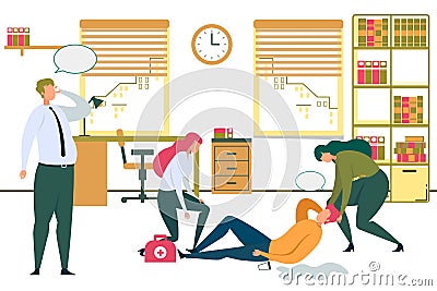 Man Lying Office Floor Businessman Call Ambulance Stock Photo