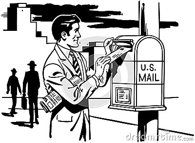 Man Mailing A Letter Vector Illustration