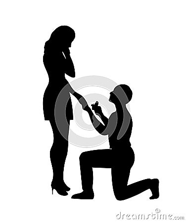 Man makes a marriage proposal for girl Vector Illustration