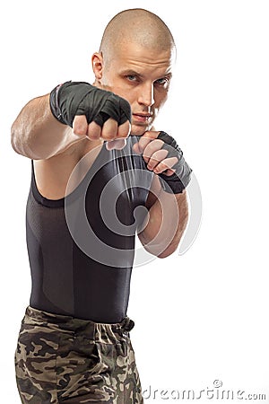 Man makes a punch Stock Photo