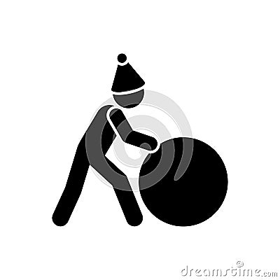 Man makes snowball icon. Simple vector pictogram of winter recreation icons for ui and ux, website or mobile application Stock Photo