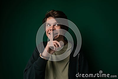 Man Making Funny Face With Finger Stock Photo