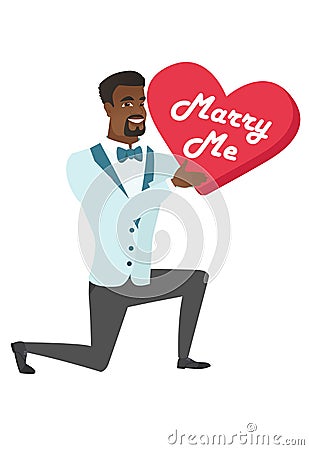 Man making a marriage proposal. Vector Illustration