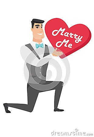 Man making a marriage proposal. Vector Illustration