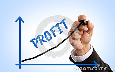 Man making profit arrow Stock Photo