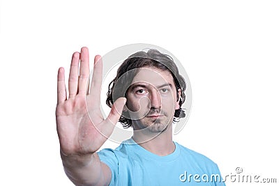 Man making a stop gesture Stock Photo