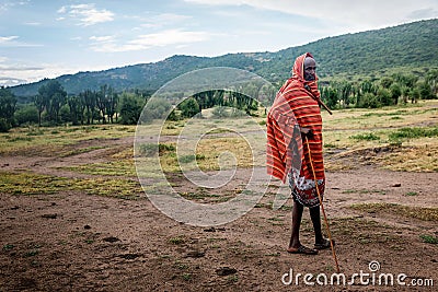 Man from Masai tribe poses for a picture portrait Editorial Stock Photo