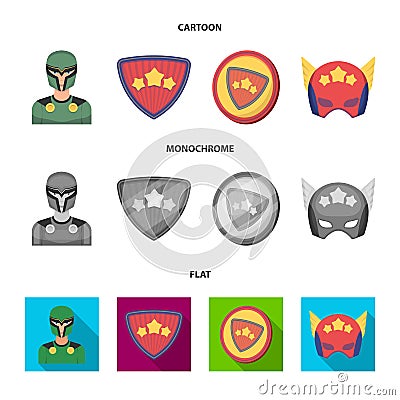 Man, mask, cloak, and other web icon in cartoon,flat,monochrome style.Costume, superman, superforce, icons in set Vector Illustration