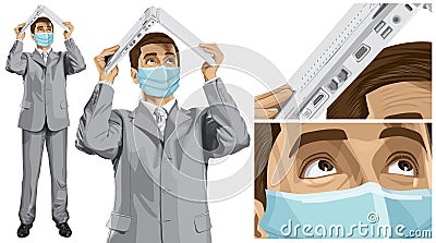 Man with mask on his face Vector Illustration