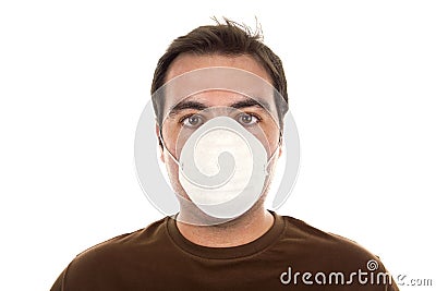 Man with mask - pollution concept Stock Photo