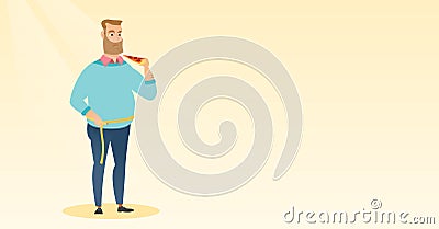 Man measuring waist vector illustration. Vector Illustration