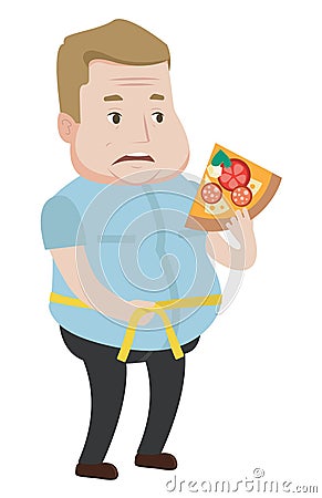 Man measuring waistline vector illustration. Vector Illustration