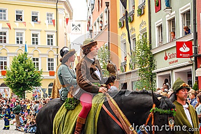 Man in medieval costume rides a horse Editorial Stock Photo