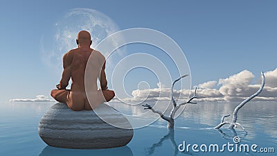 Man meditates Stock Photo