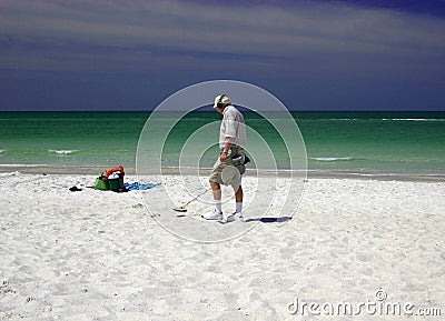 Man with metal detector Stock Photo