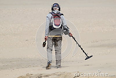 Man with metal detector Stock Photo