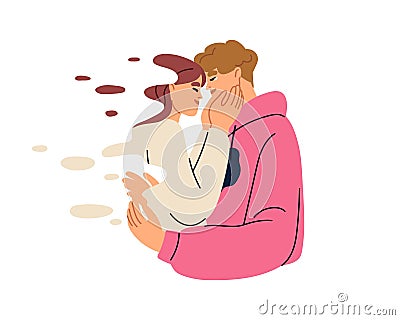 Man missing departed love partner, couple, left gone lost girl valentine. Romantic relationship loss, breakup concept Vector Illustration