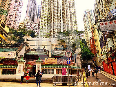 Man Mo Temple on hongkong street Editorial Stock Photo